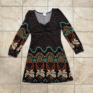 Funky People Midi Brown Long Sleeve Polka Dot Dress